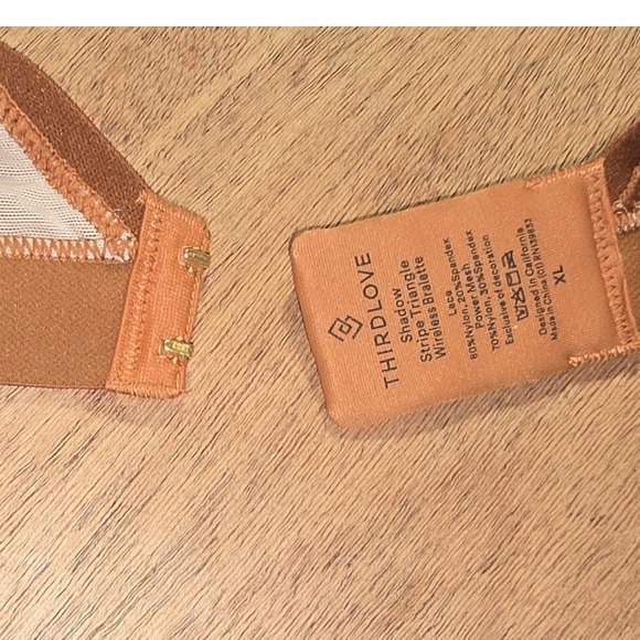 THIRD LOVE XL triangle wireless bralette ginger shadow stripe - Picture 3 of 4